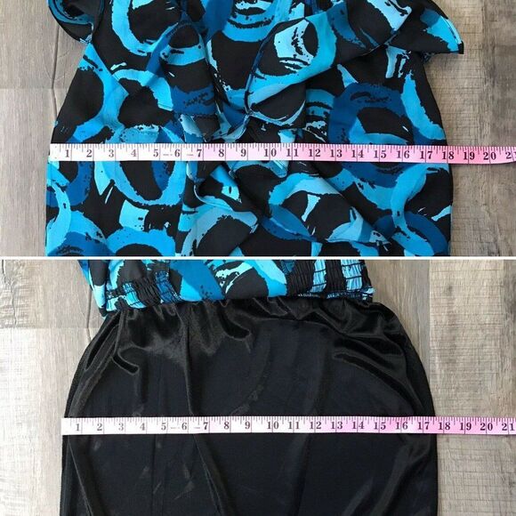 Twenty One Womens Dress Size Small Black& Blue Printed Sleeveless Tank Dress - Picture 12 of 15